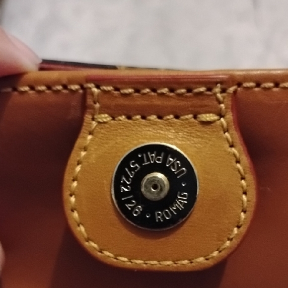 VTG Dooney & Bourke Camel & Brown Vacchetta Leather Monogram Handbag Crossbody - Picture 11 of 15